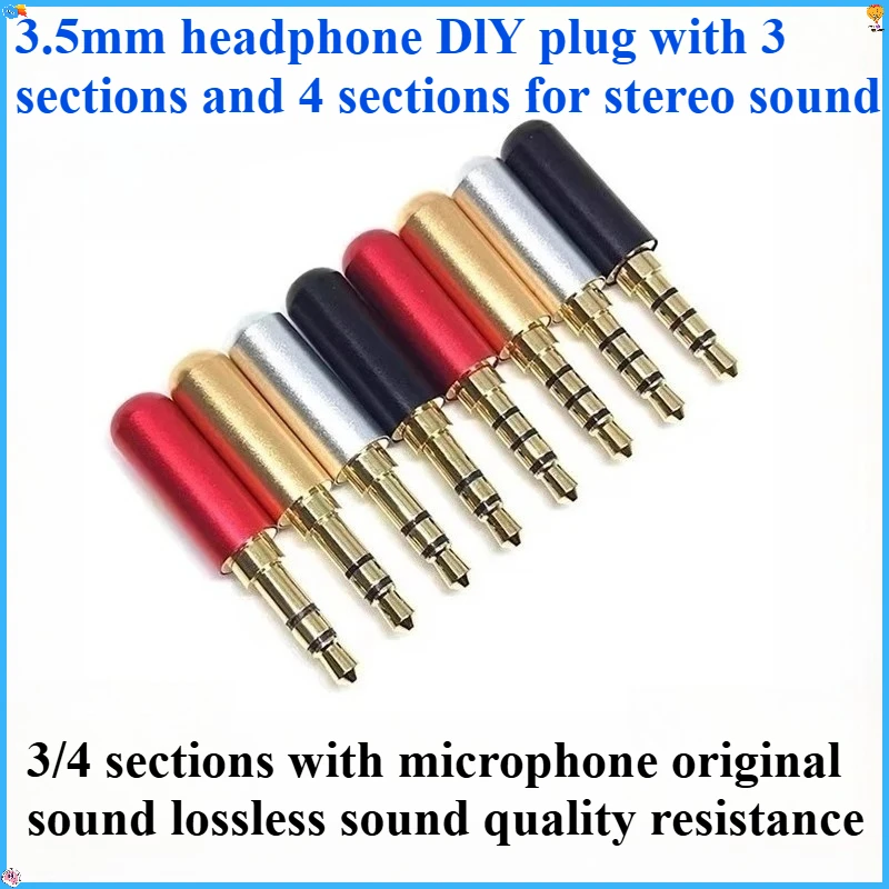 5PCS Copper 3/4 Pole 3.5mm Stereo Audio Jack Male And Female with Clip Suitable for 4mm Cable Adapter Stereo Audio Connector
