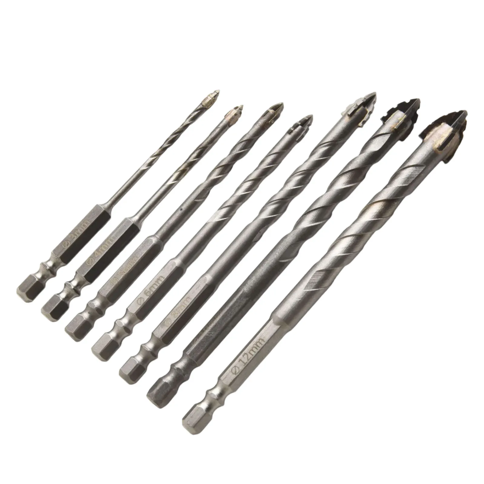 Triangular Spiral Drill Bit Set Drill Bit Approx.3mm Carbide Drill Set Efficient Punching Capability For Glass Tiles