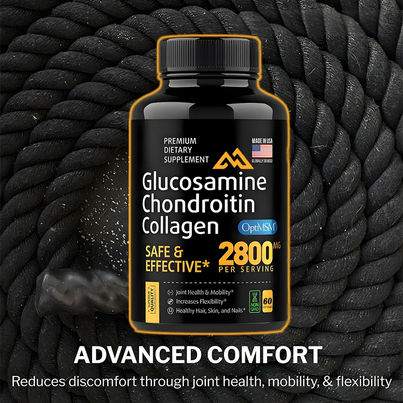 Glucosamine Chondroitin MSM Capsules - Male and Female Joint Support Supplement, Triple Strength Vitamin 60 Capsules