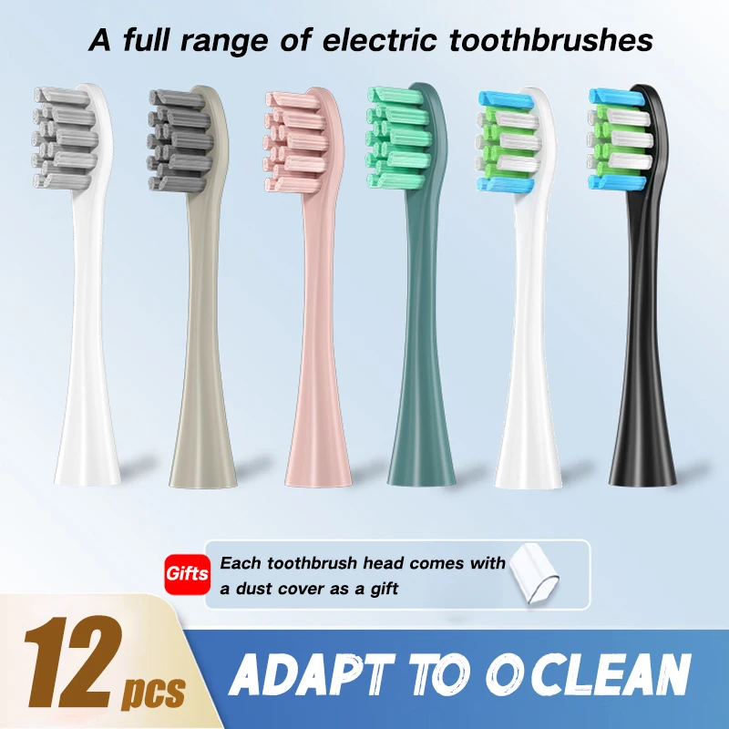 12PCS Vacuum Sealed Packed Replacement Brush Heads for Oclean X PRO/ Z1/ F1/ One/ Air 2 /SE Soft DuPont Deep Cleaning Nozzles