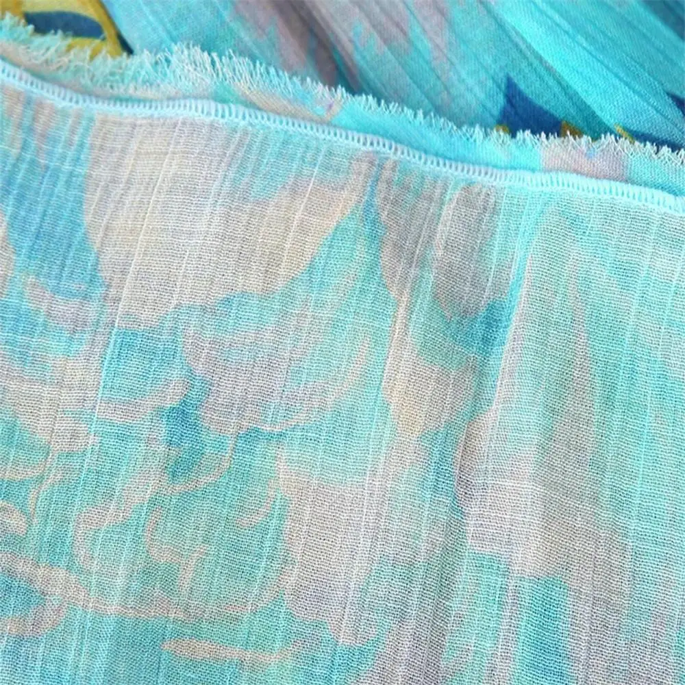 Feminino novo casual verão sem mangas chiffon vestido sem alças férias floral impressão em camadas bolo vestido doce moda