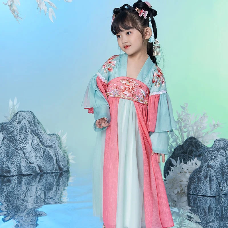 

Brand little girls' Hanfu children's skirt national style mesh Dress Girls' super fairy improved baby yarn skirt summer dress