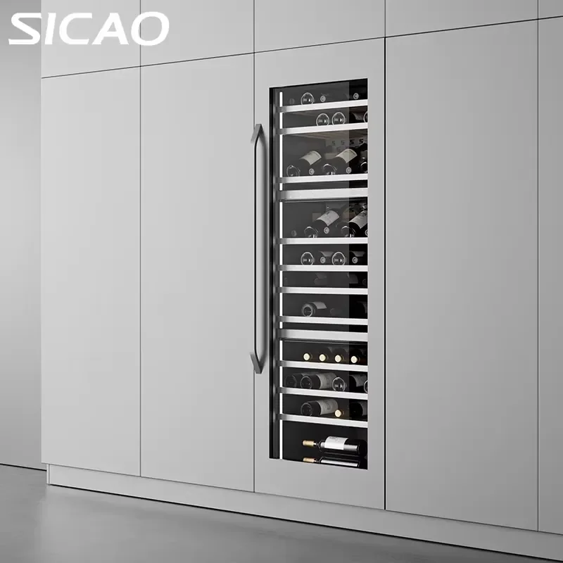 Dual Zone Wine Fridge Built In Folding Wine Cooler Cabinet 12 Bottle Chiller Cellar With Light For Home Kitchen Bar Storage