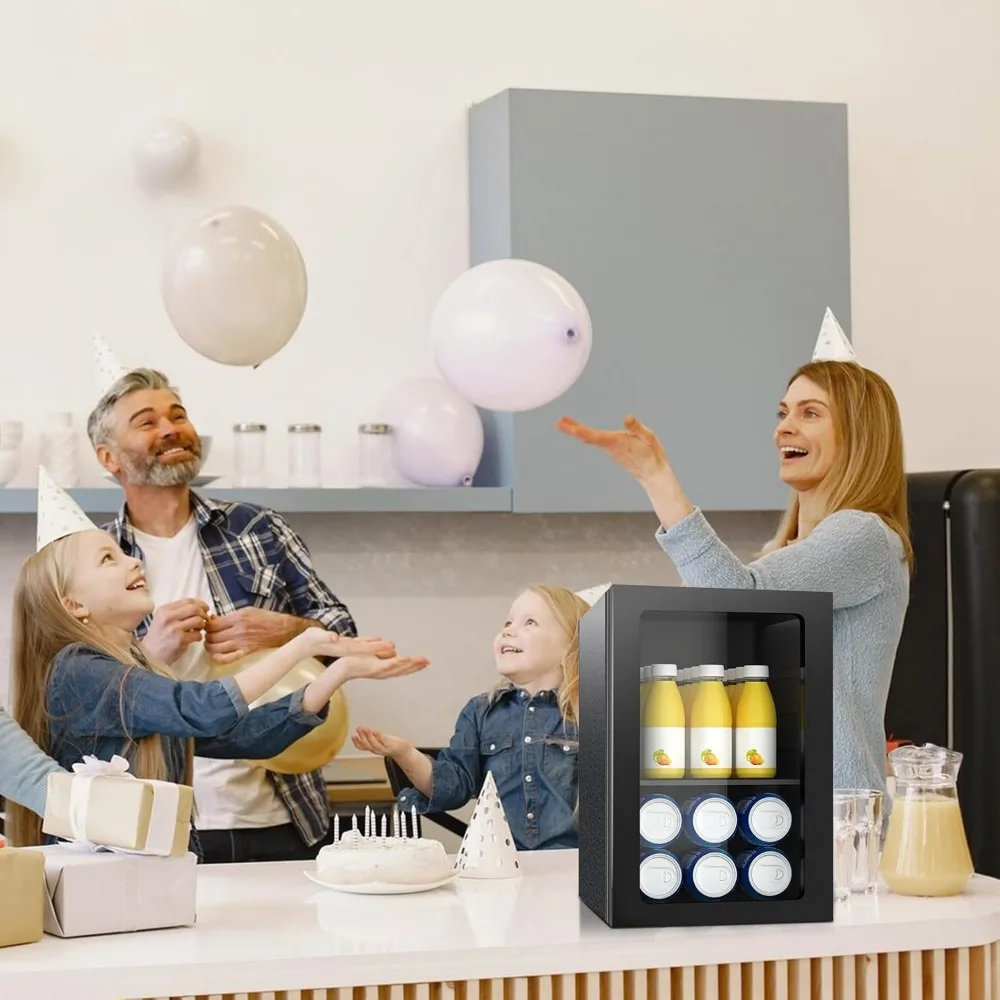 مبرد ثلاجة مشروبات 0.9 قدم مكعب، ثلاجة صغيرة 20 علبة مع باب زجاجي، ومفتاح يمكن التحكم في درجة الحرارة للصودا والبيرة o #6