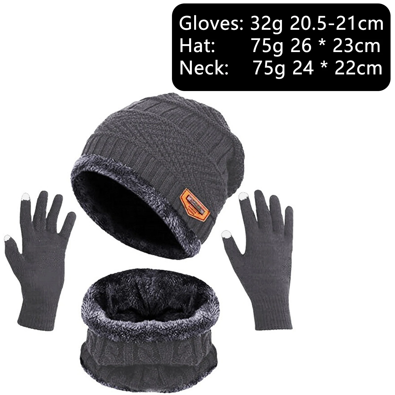 Winter Hat Glove Scarf Sets Knit Skull Hat Touch Screen Gloves Neck Warmer for Snow Cold Weather