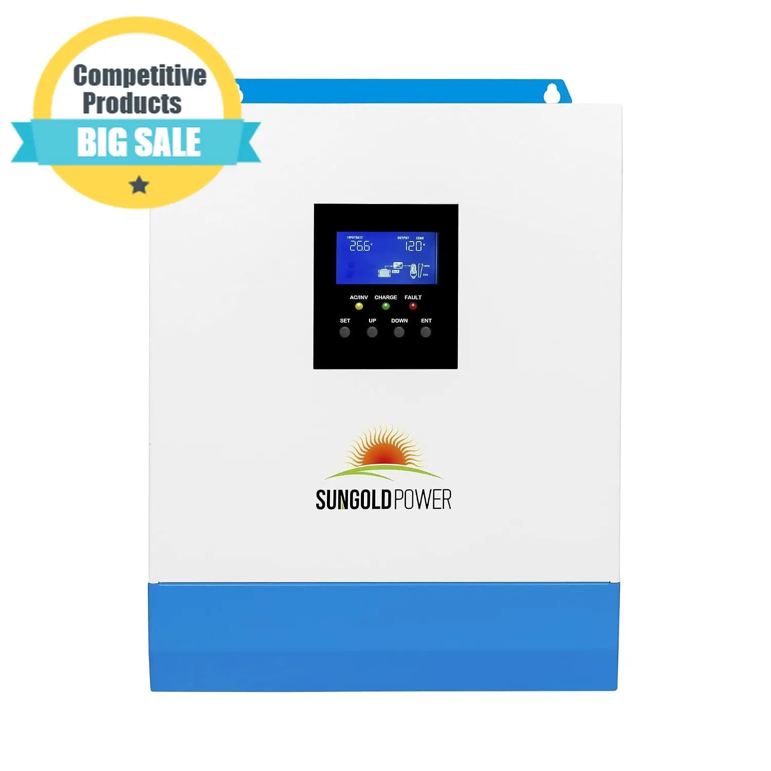 SUNGOLDPOWER 3000W 24V Solar Inverter All in One, 120Vac Input,120V Output Pure Sine Wave, 80A MPPT(PV Range 120-450Vdc) Solar C