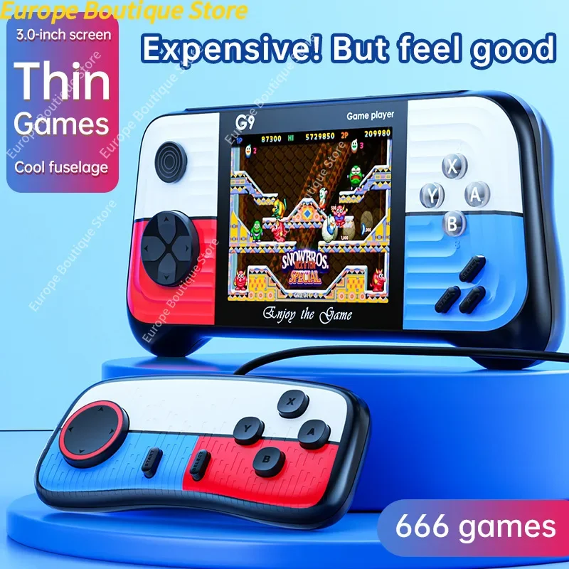 

G9 3,0-дюймовая ностальгическая портативная игровая консоль 666 Бесплатные игры 8-битный мини-портативный игровой плеер в стиле ретро с поддержкой ТВ-выхода Геймпады