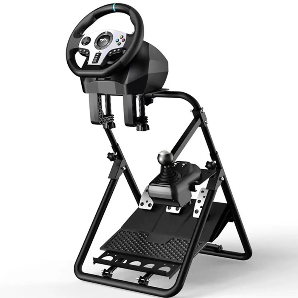 Foldable Electronic Game Steering Wheel Stand Adjustable Hheight Holder Games Hitch Rod Foot Pedal Bracket PC Gaming Accessories