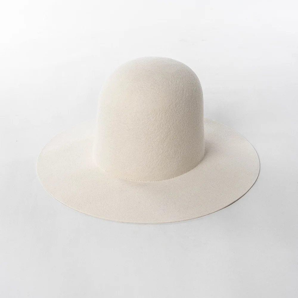 Vintage Wide Brim High Open Crown Women Fedora Men Wool Felt Hat Winter Fashion Box Packaging