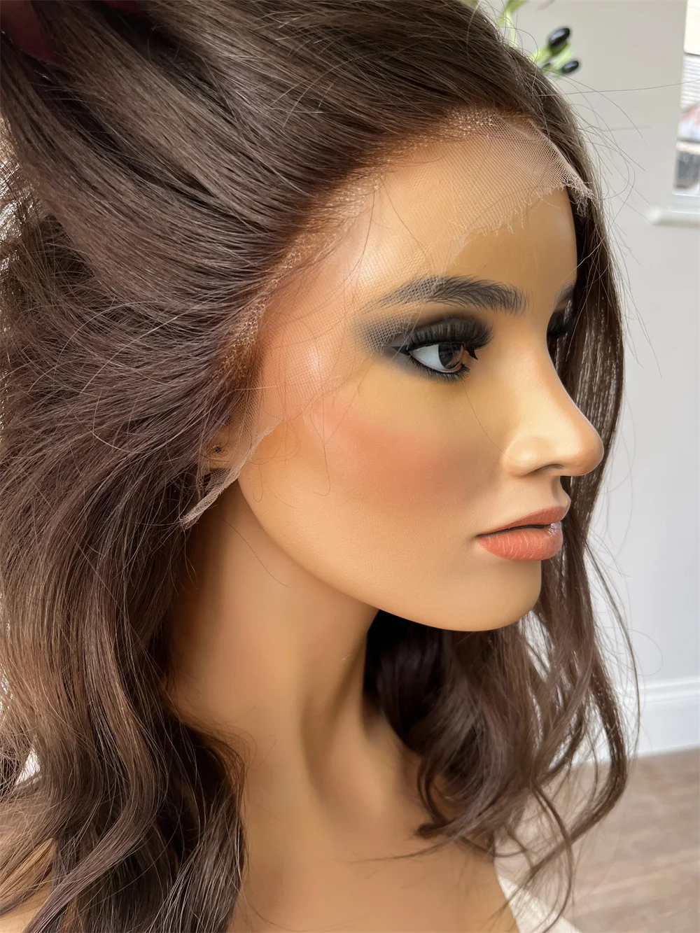 شعر مستعار صناعي فاخر من الدانتيل الأمامي بلون الشوكولاتة والبني من قبل قطعها، زي امرأة للمبتدئين، شعر مستعار مناسب للارتداء اليومي #3