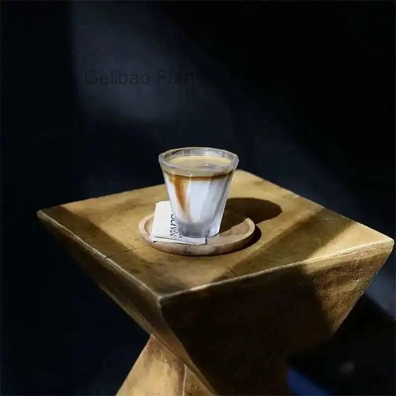 Realife Nordic Minimalist Magnesium Oxide Coffee Table Living Room Sofa Imitation Wood Grain Edge Table Creative Bedside Table
