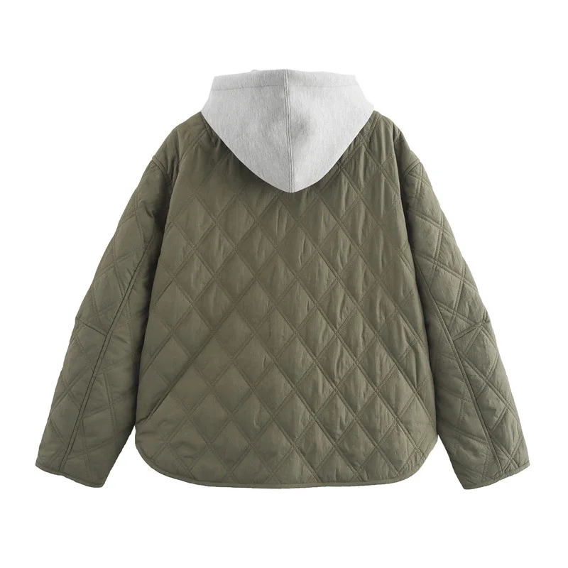 Новое женское стеганое хлопковое пальто в стиле пэчворк с капюшоном и длинными рукавами, повседневное 8073246