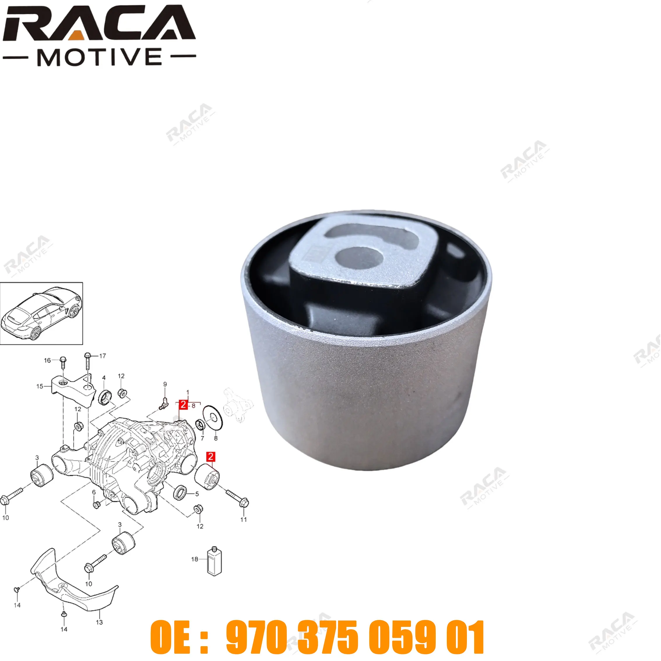 

Втулка кронштейна дифференциала задней оси для Porsche Panamera (970) 2009-2017 7P0525337F 97037505901 7P0525337D 95834933740