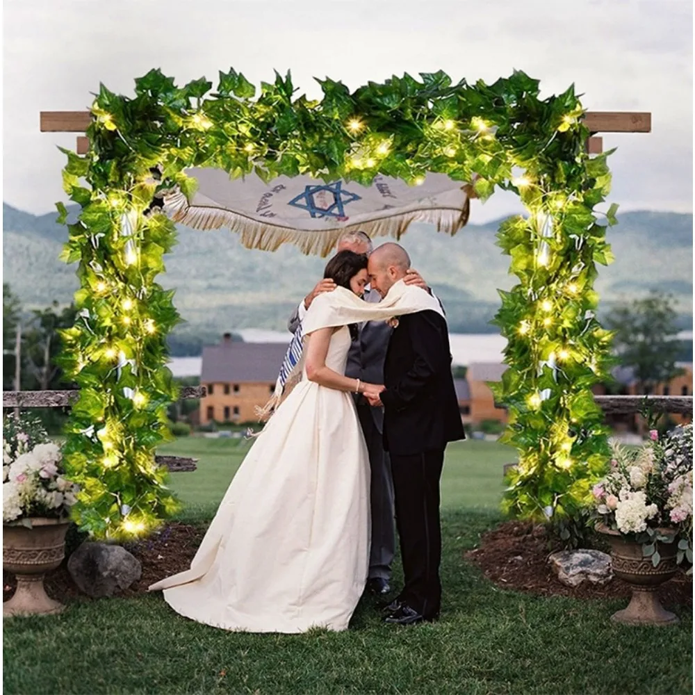 2/5/10m Green Leaf String Lights Artificial Vine Fairy Light Battery Powered Christmas Tree Garland Light for Weeding Home Decor view 6