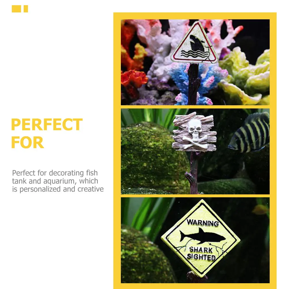 

3pcs Simulated Street Ornaments Aquarium Resin Decoration Landscape Warning Sign Fish Tank Accessories Aquarium Warning Sign