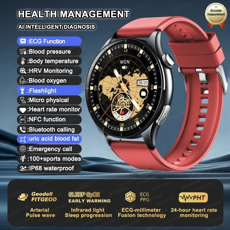 

2026 For XIAOMI NFC+ECG+PPG Health Smart Watch BMI Fat Heart Rate Pressure Watch 380mAh Call IP68 Waterproof Sports Bracelet