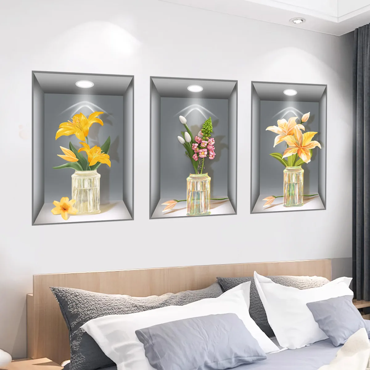 3pc/set 3d plant vase wall sticker home decoration self adhesive bedroom livng room Potted plants wall decal