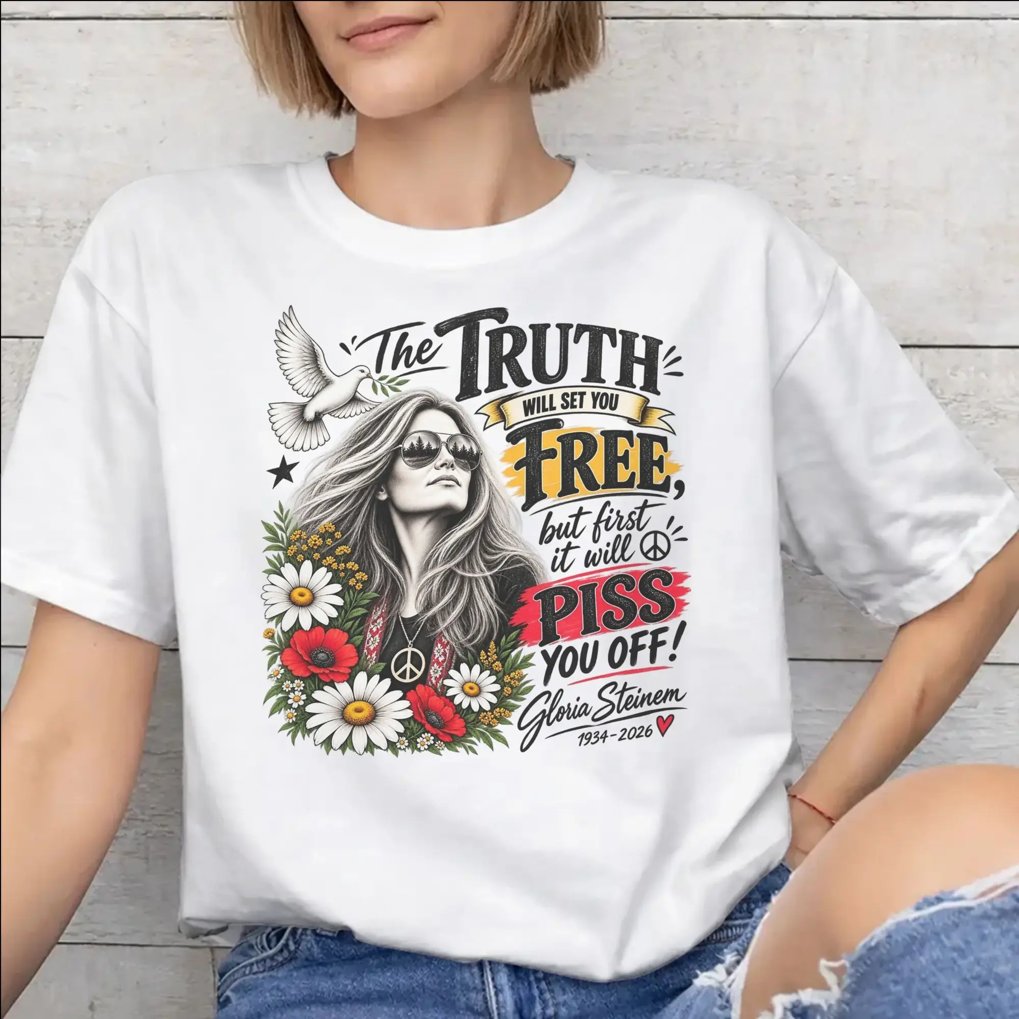 RIP Gloria Steinem  Apparel Unisex T Shirts Pure Cotton Tee Printed  T-shirt Clothes