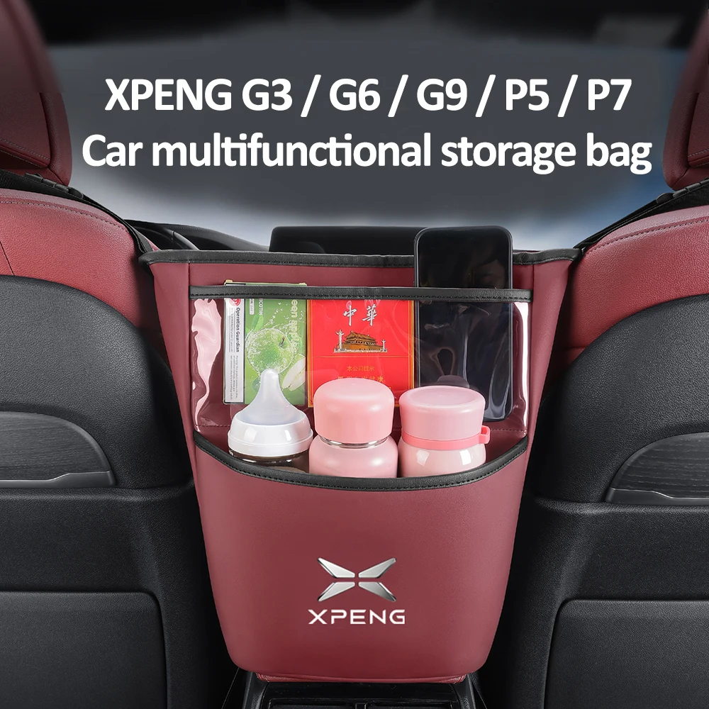 

For Xpeng G3 G6 G9 P5 P7 Seat Middle Multifunctional Storage Bag NAPPA Leather Storage Tissue Box Extend Supplies