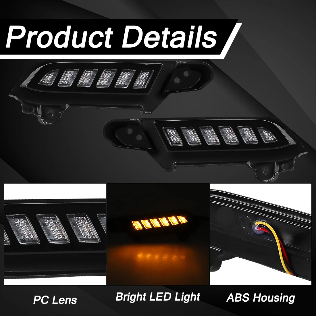For Toyota Tacoma 2016-2023 Car Front Daytime Running Light LED DRL Daylight Amber Turn Signal Driving Light Car Accessories 12V