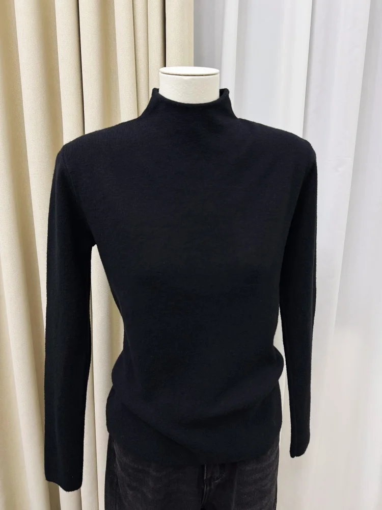 Suéter Ne de Punto Suave para Mujer, Corte Ajustado, Cuello Medio Alto, Cseta Interior, Capa Superior, Manga Larga, Inf...