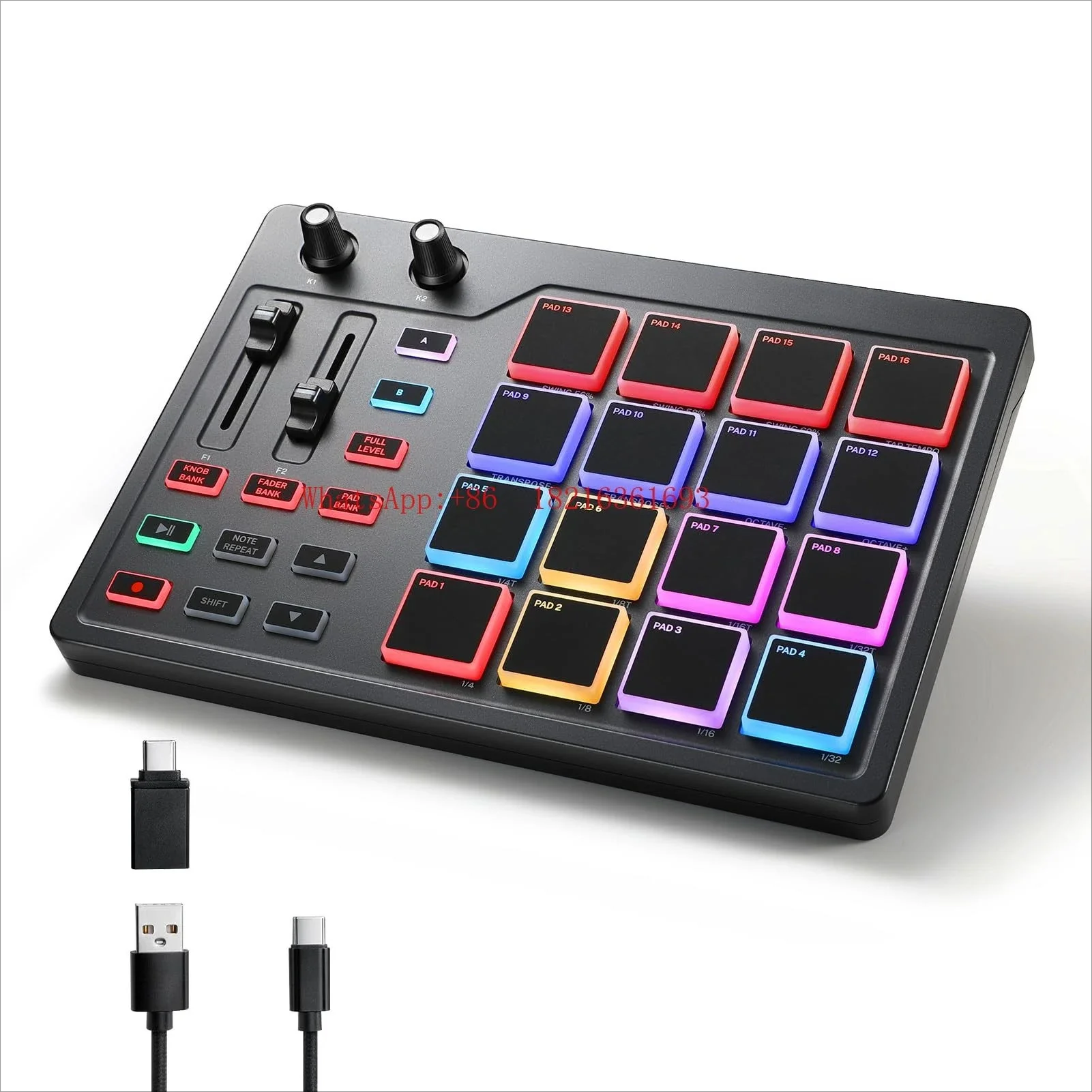 2026GOOD MIDI DJ Controller 16 Pads USB Type-c Pads, Music Controller
