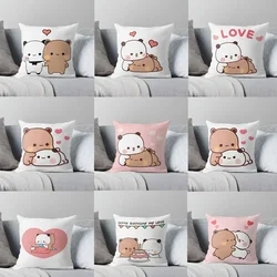 팬더 곰 포옹 Bubu duda 떡 복숭아 고양이 던지기 베개 침실 소파 애니메이션 침대 패션 베개 커버 베개 커버 45*45