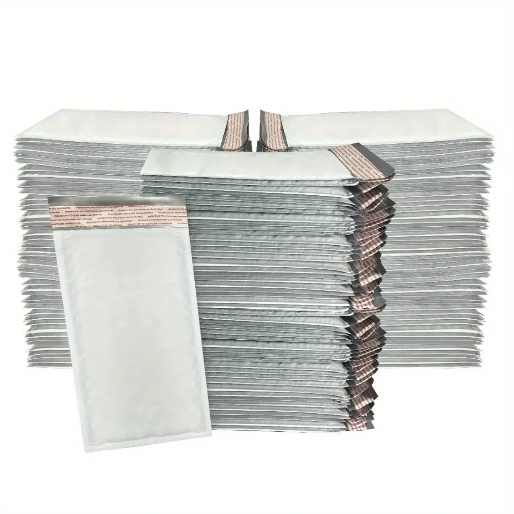 Poly Bubble Mailers for Small Businesses to Package and Mail Jewelry Cosmetics, White, (4 x 8 in), 150-Count