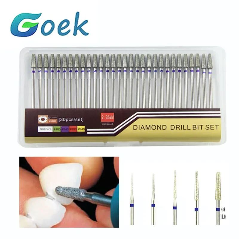 

15pcs/Set Dental Diamond Drill Bit Taper Shape Cylinder Bur Lab Dentistry Tools HP Electroplated Medium Grind Zirconia Sharp