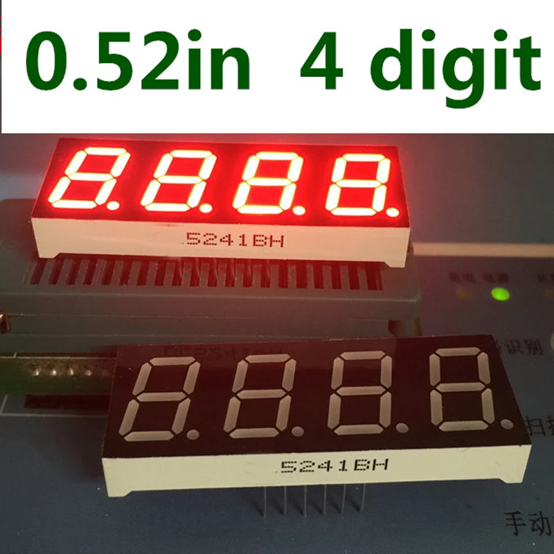 

20PCS 0.52inch 4bit Common anode Digital Tube Red LED Digit Display 7 Segment 0.5inch 0.5 0.52 inch 0.52'' 0.52in. 4 Four bit