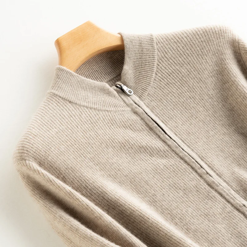 New Autumn Winter Men Cashmere Cardigan Stand Collar Thick Jacket Top