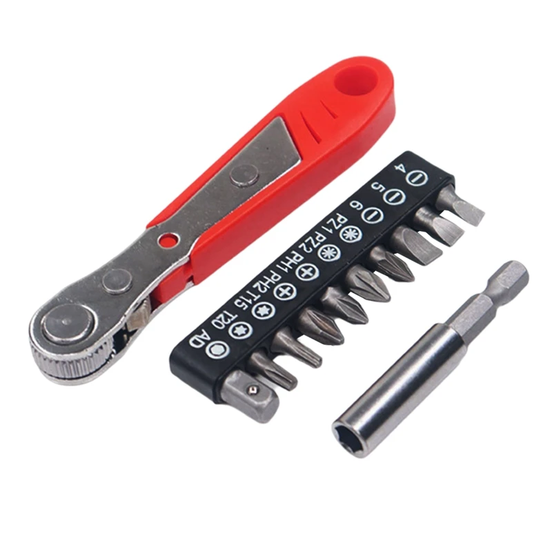 Mini Ratchet Wrench Two-Way Adjustment With Batch Extension Rod Suitable For Screwdriver Drill Tools-A12K