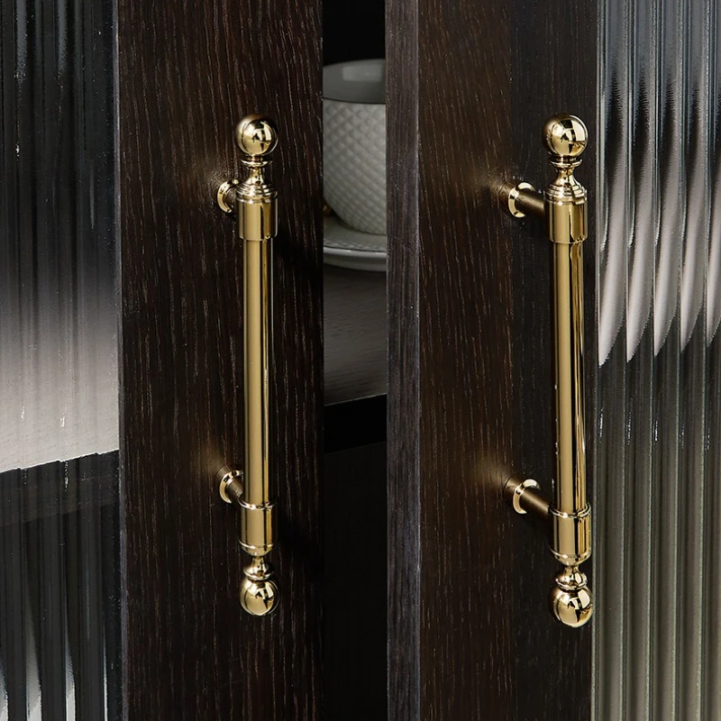 Luxuriöse Küchenschrankgriffe im französischen Stil aus massivem Messing, goldfarben, für Kleiderschränke, Schlafzimmer, Schubladen, modische Möbelgriffe, Möbelbeschläge – Detail 4