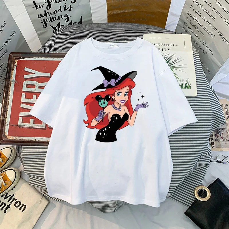 Disney Women T-shirt Princess Alice Snow White Cartoon Character In Halloween Cute Graphic T Shirt 90s Fashion Clothes Top Tee