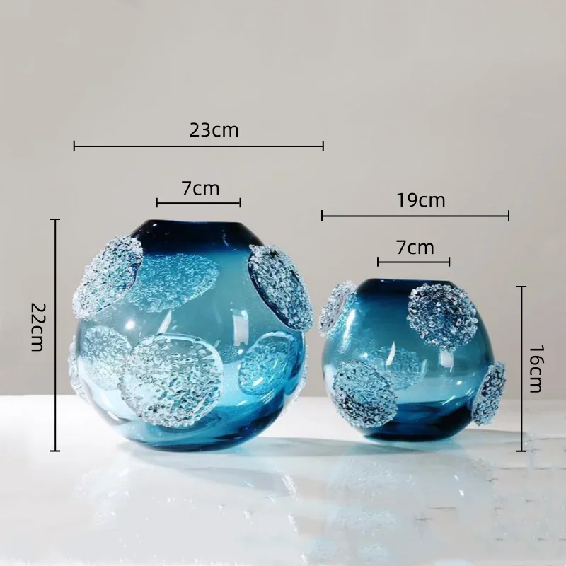 

U2 Glass Vase Blue Glass Vase Medusa Embossed Flower Transparent Terrarium Flower Vase Home Decoration Accessories Flowerpot