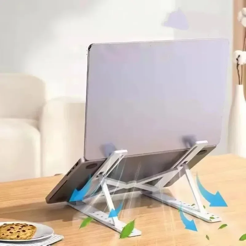 Laptop Stand Adjustable Height Foldable Design Portable Carrying Enhanced Cooling Ergonomic Viewing Angle 10-17in Compatibility
