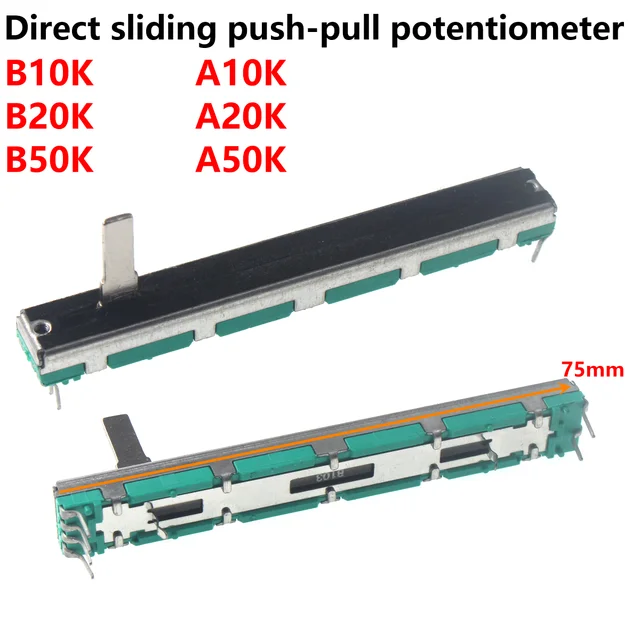 2 szt. 75mm prosty potencjometr push-pull B10K A10K20K50K mikser B103 B20K B50K A10K A20K A50K