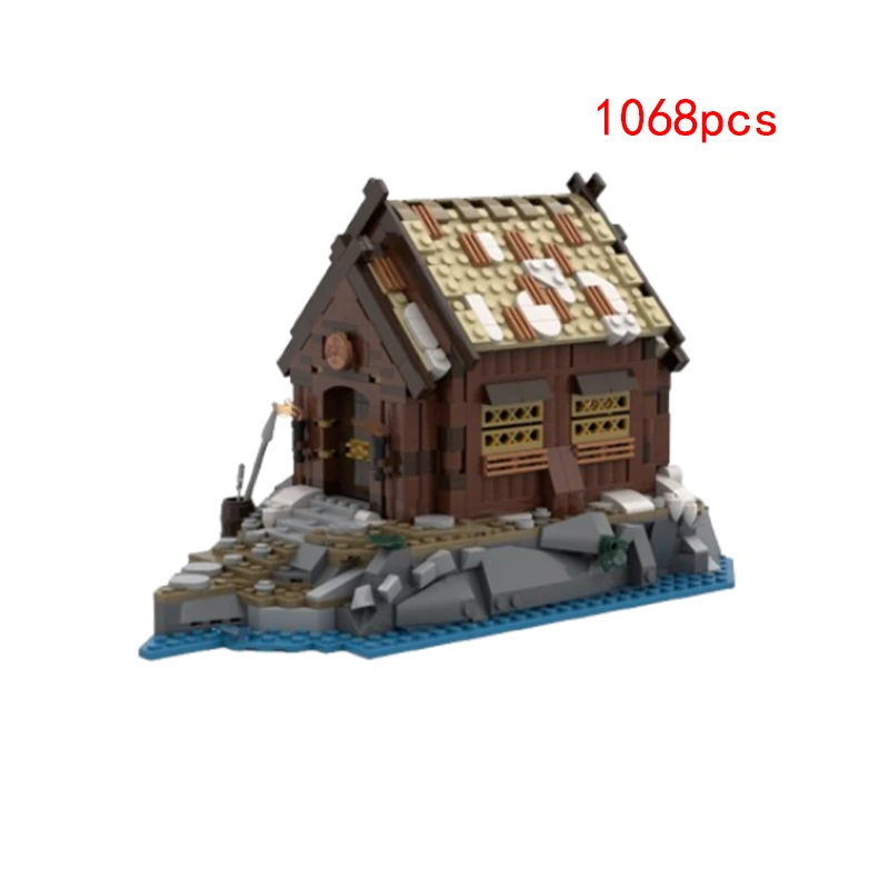 Spot Small ParemployMOC-191948 190353 Medieval Street View Architecture Small House Puzzle Assembly Toy Model Ornement