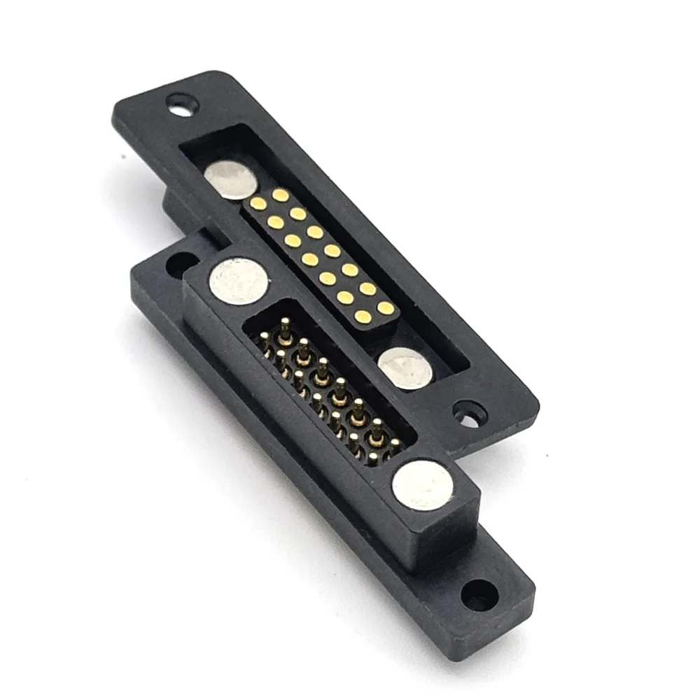 1sets 2A 2Pin DC Magnetic Pogo Pin Connector 14Pin Pogopin Male Female Spring Loaded DC Power Socket Pitch 2.54mm