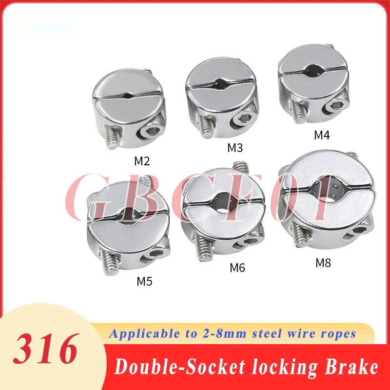 316 Stainless Steel Wire Rope Grip Stop Single Pivot Cable Suspension Round Clamp Cable Clip Hexagon Grub Screw Bolts M2-M8