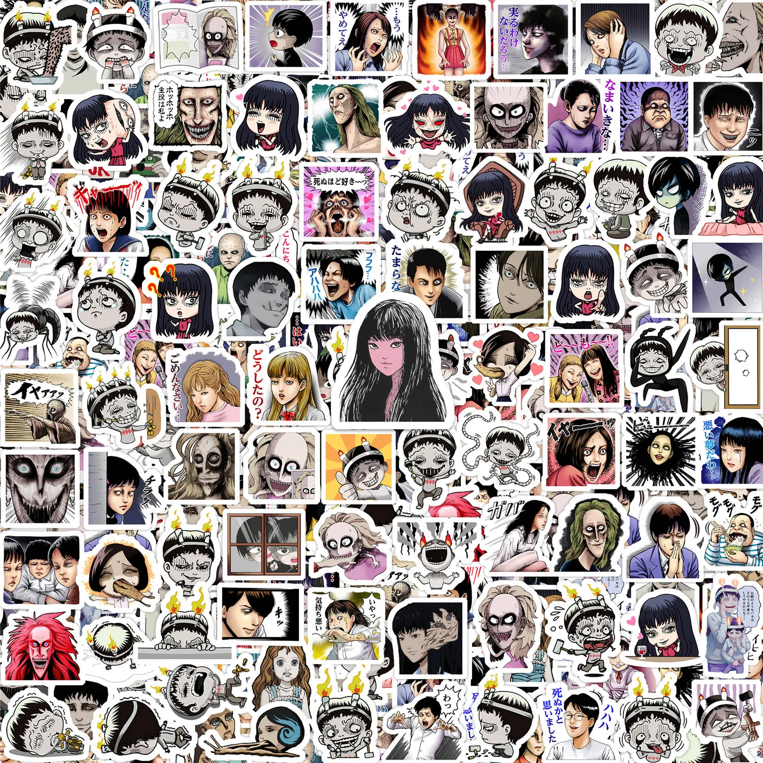 

125Pcs Fun Tomie Junji Ito Stickers Horror Anime Decals For Laptop Scrapbook Luggage Guitar Helmet DIY Graffiti Stickers