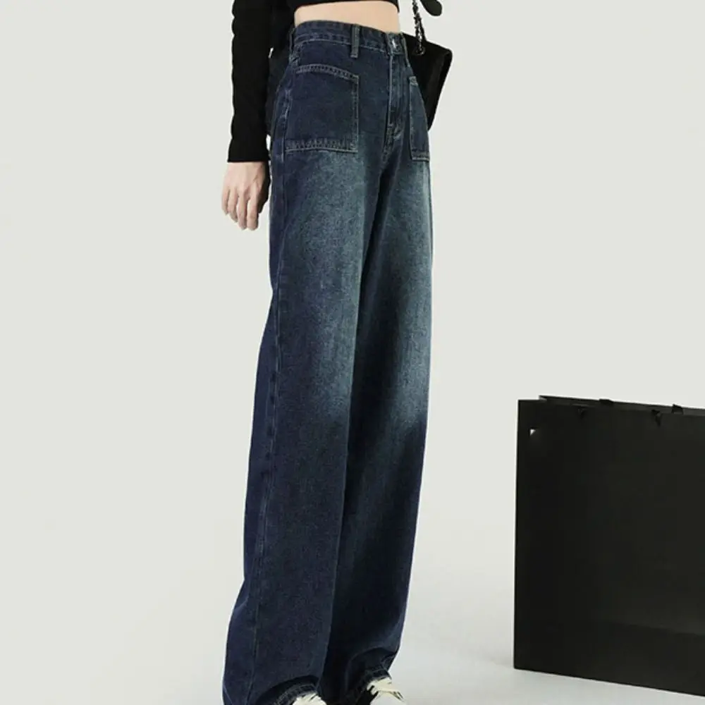 

Fashion Baggy Denim Jeans Straight Leg Wide Leg Cowboy Pants Ins Style Retro High Waist Pants Party