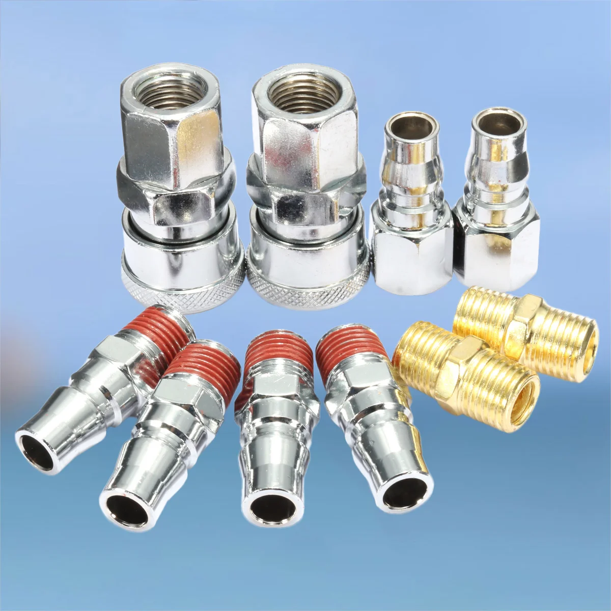 10pcs 1/4 English Iron Quick Connector Set Tools Accessories Hardening steel Compressor Quick Connector