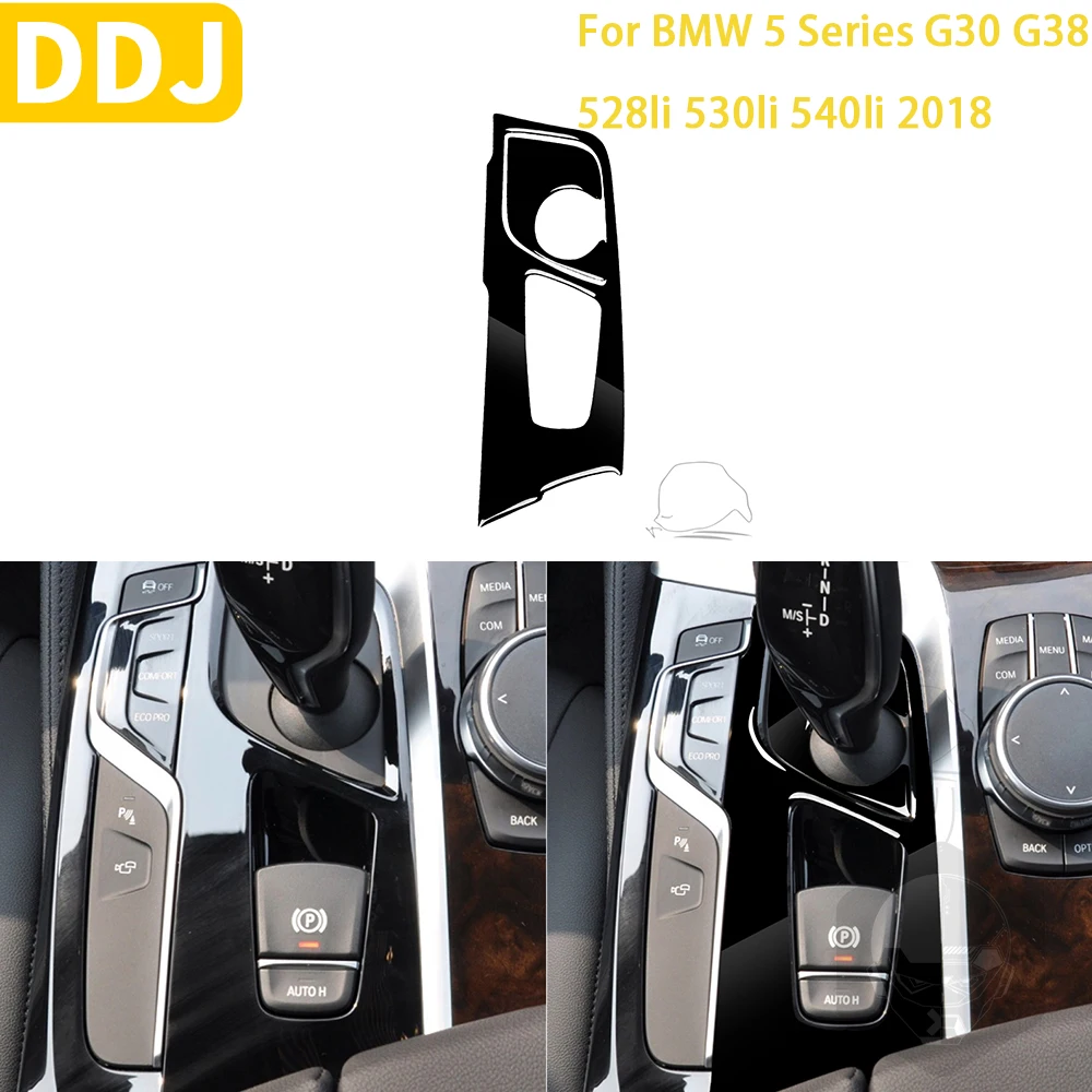 For BMW 5 Series G30 G38 528li 530li 540li 2018 Accessories Car Glossy Piano Black Interior Gear Panel Trim Sticker Modification