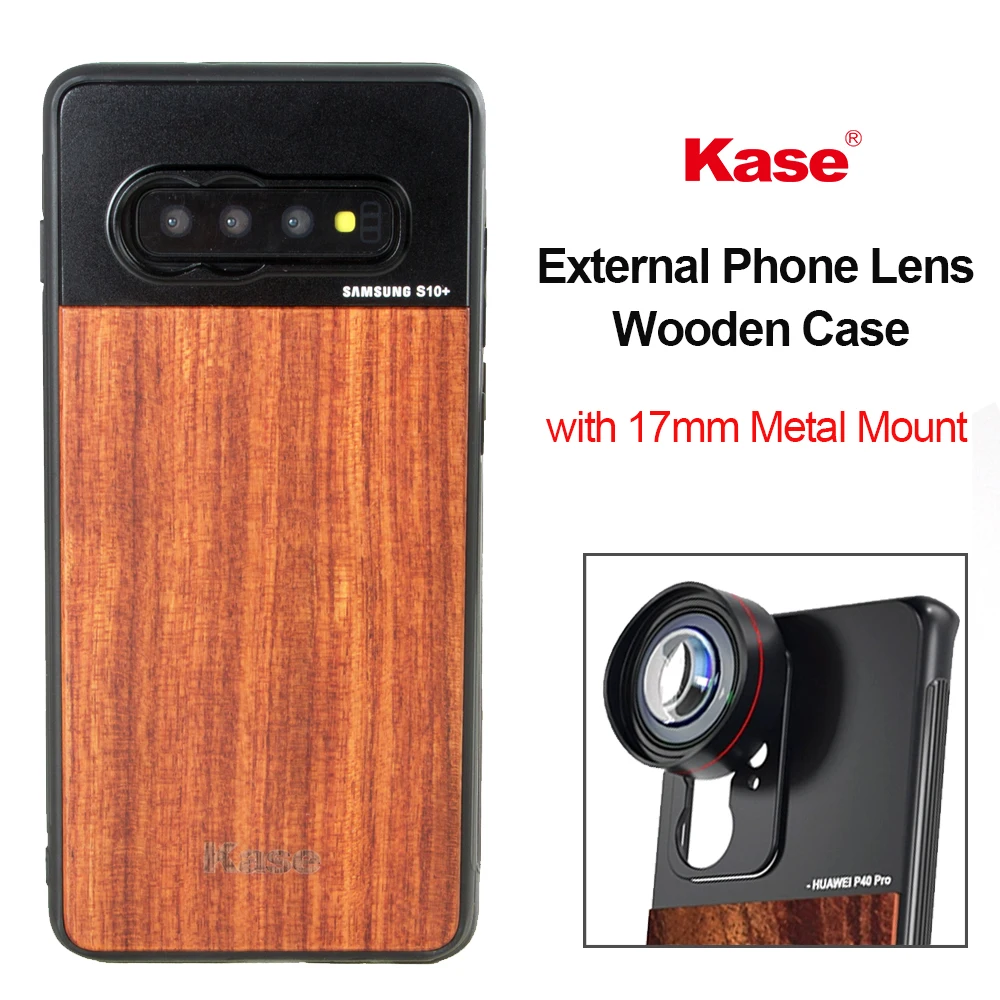 

Защитный деревянный чехол Kase M17 для крепления объектива телефона, совместимый с Samsung S10 Plus и всеми внешними объективами для смартфонов с резьбой 17 мм