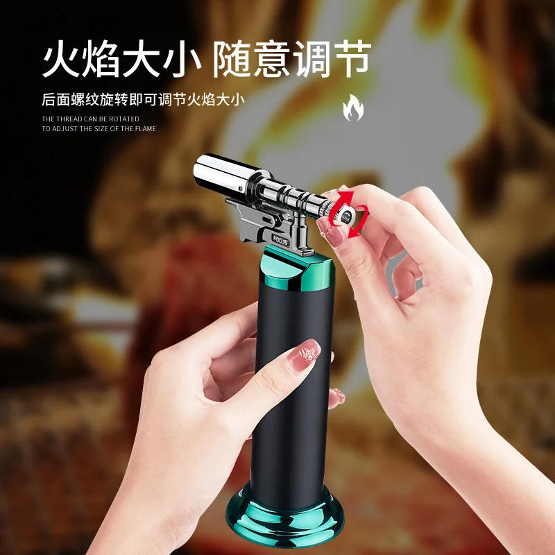High Temperature Blue Flame Jet Gas Lighter Outdoor Cigar BBQ Cooking Butane Refillable Metal Welding Gun