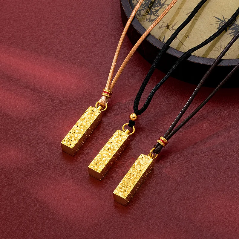 

Хит продаж: Имитация золотого ожерелья под песочное золото, новый стиль «Дворцовый», прямоугольный кулон «Ледяной трещинный узор», женское модное ювелирное украшение на удачу