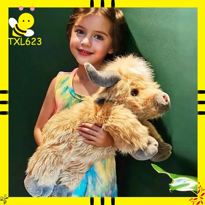 

Simulation Highland Cow Cattlle Plush Toy Plushie Gift Animal Plush Doll Soft Stuffed Highland Cow For Kids Boys Girls