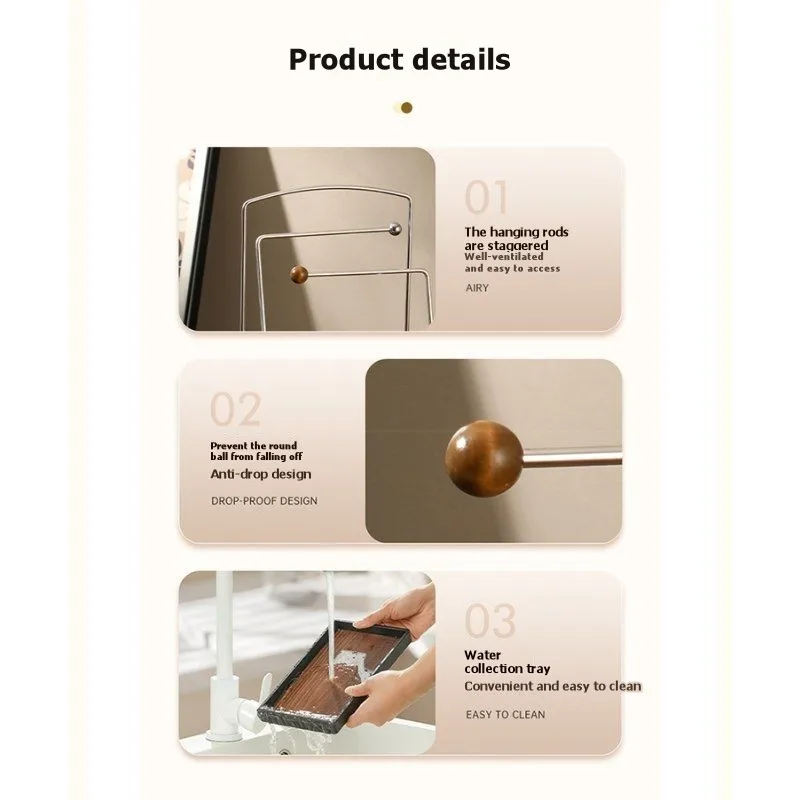 J1UL1N Jewelry& Key Holder In Walnut Wood Color-Stainless Steel Entryway Organizer Tray