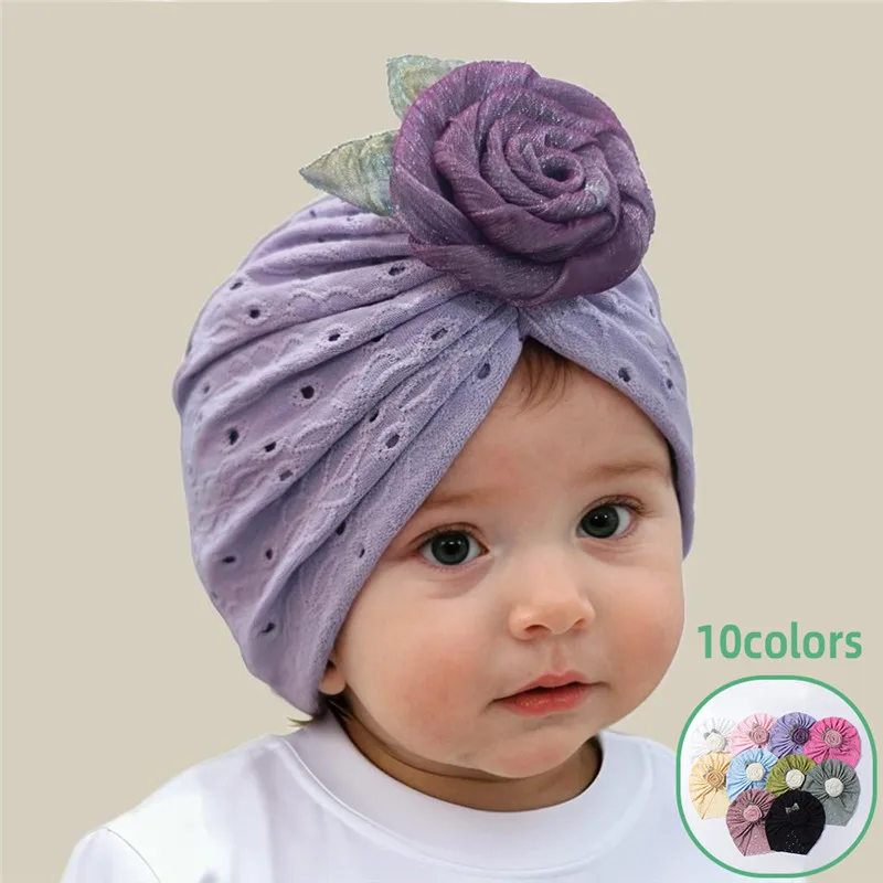 

Baby Cute Flower Hat Newborn Boy Girl Cap Beanies Turban Headwraps